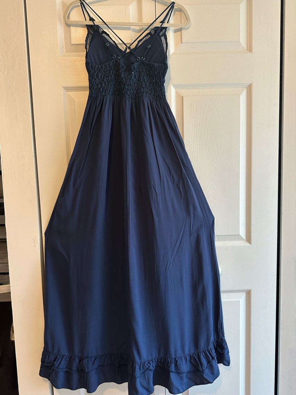 Magnolia -Navy Lace-Back Boho- Maxi Dress - Picture 3 of 7